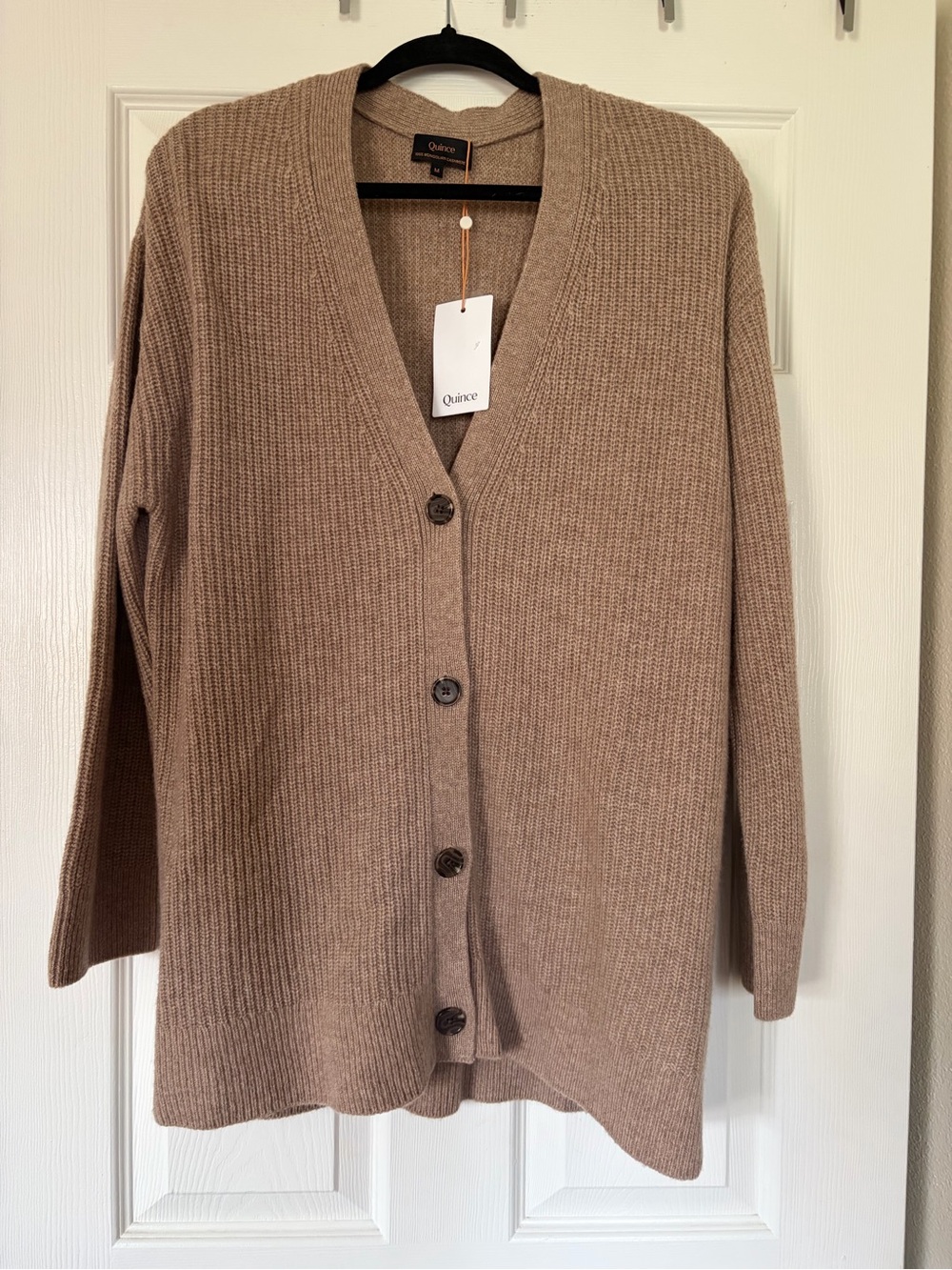 NWT Quince Mongolian Cashmere Oversized Boyfriend Cardigan. Oatmeal - M - Picture 6 of 9